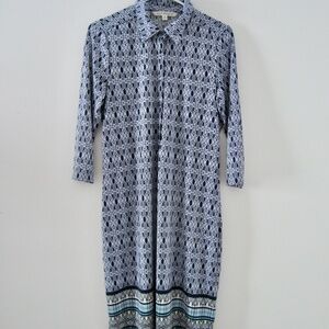 Max Studio tunic dress - 3/4 sleeve blue pattern